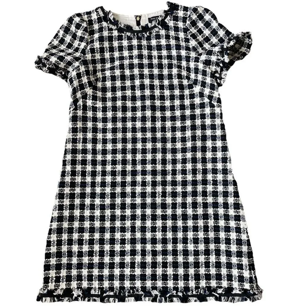 New Without Tag Women’s Kate Spade Tweed  Checkers Shift Dress MSRP $449 Sz. 14